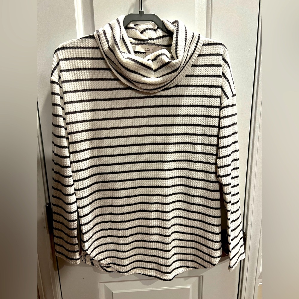 Loft Striped Waffle Knit Top